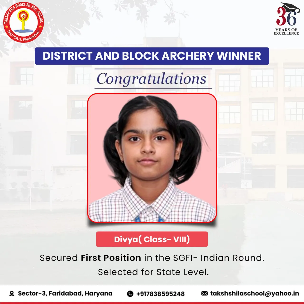 Athletic achievement The Taksh Shila School Faridabad competition